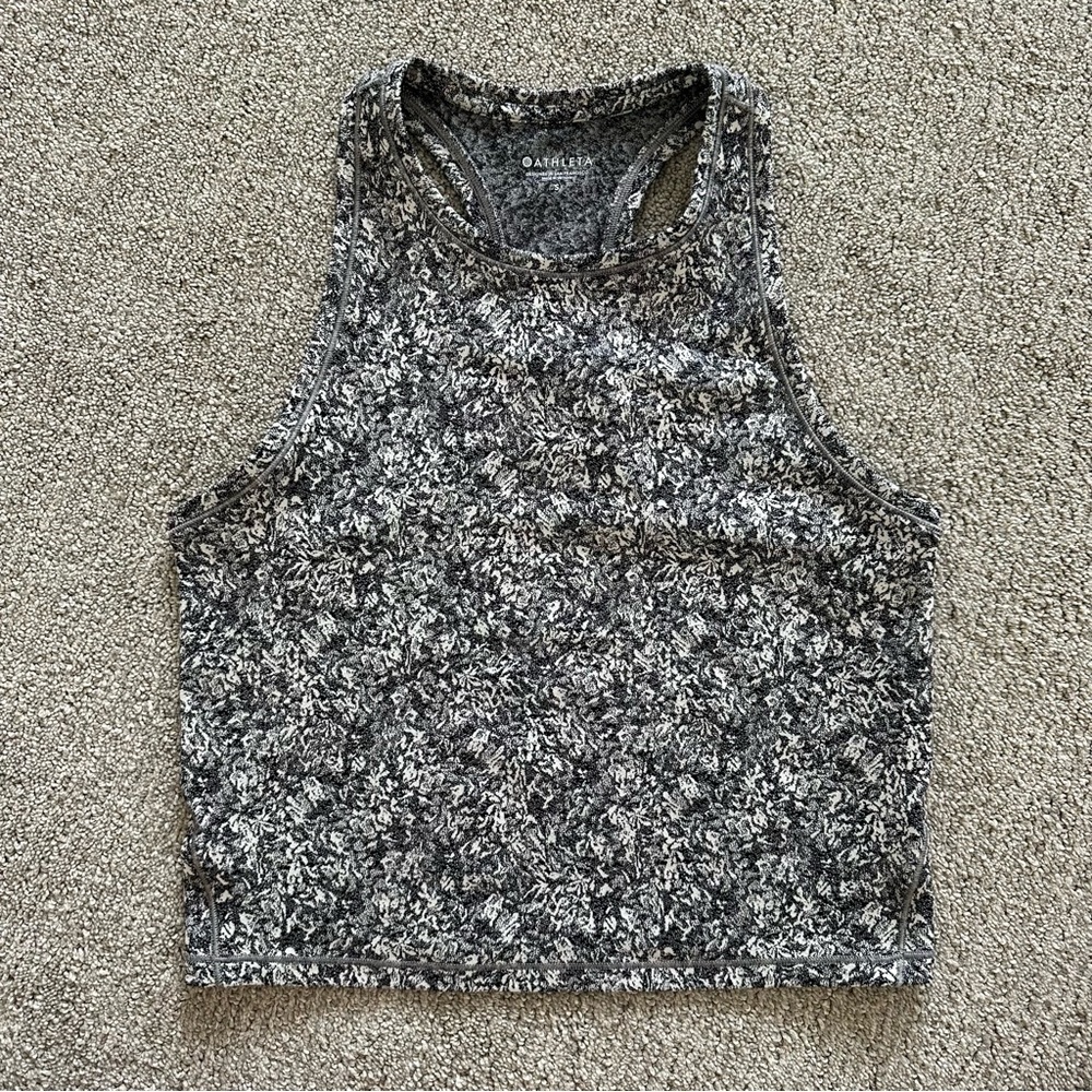 Athleta Black and White Fitted‎ Crop Tank Top Size Small